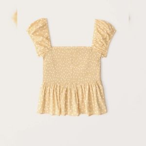 A&F Smocked Puff Sleeve Babydoll Top